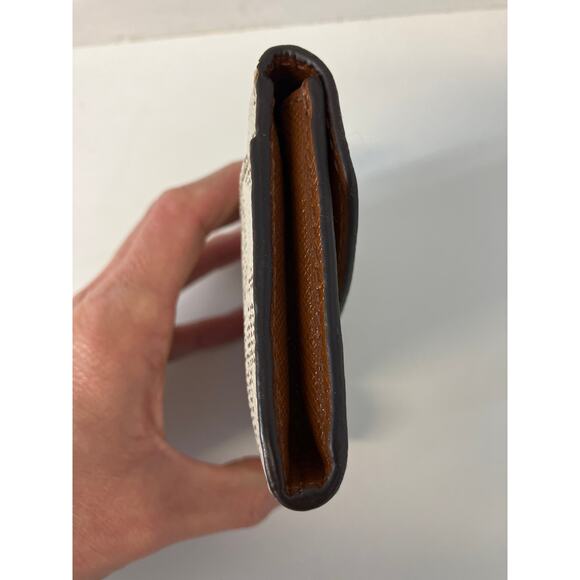 MICHAEL KORS, SMALL IVORY, BROWN SIGNATURE LEATHER WALLET - Picture 4 of 10